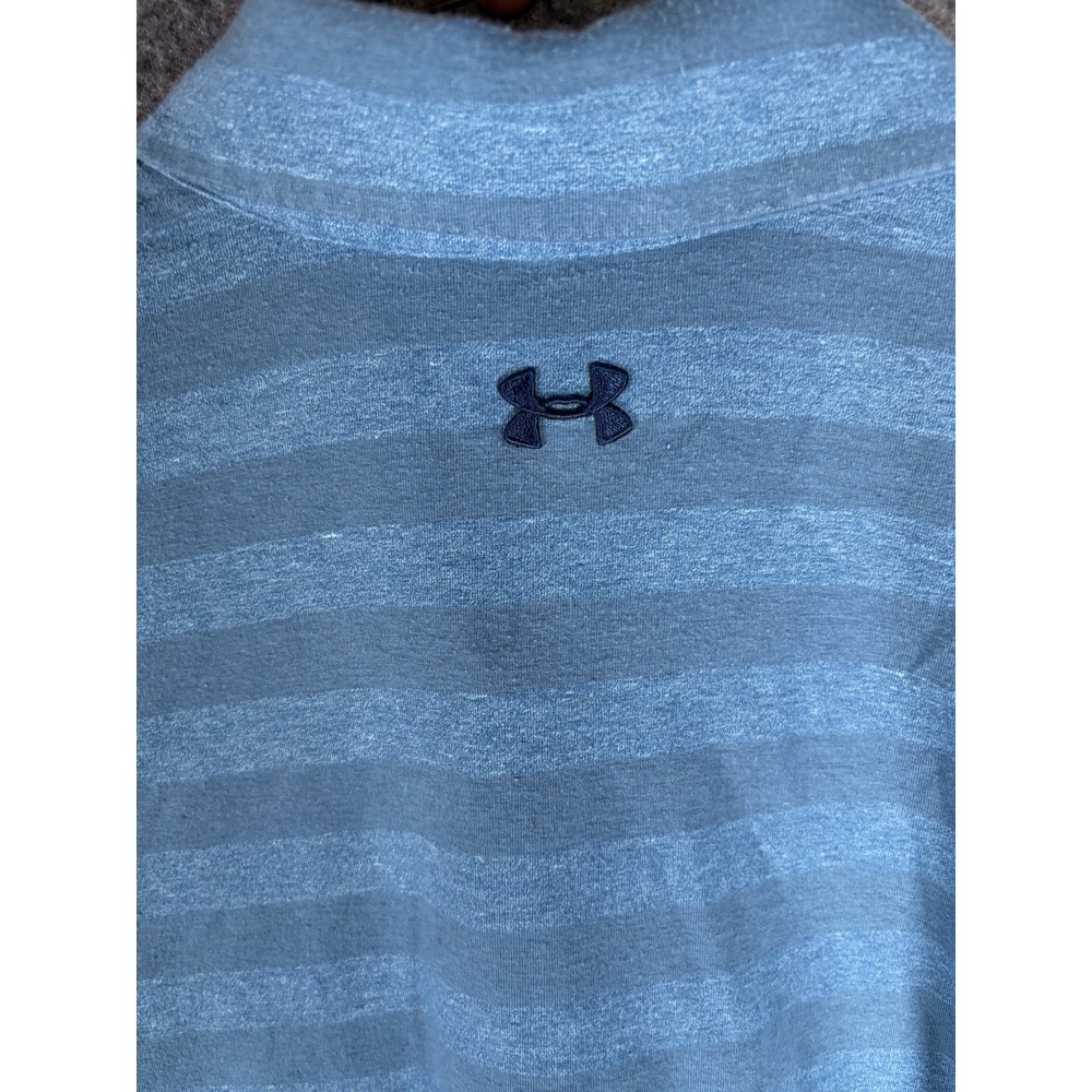 Under‎ Armour Loose Fit Heat Gear Polo Short Sleeve Size Large Blue Stripe - Picture 5 of 7